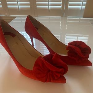 Iconic new Christian Louboutin red florette heel 6.5